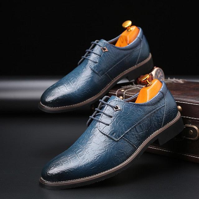 Men's Formal Italian Style Oxford Shoes -Leather Crocodile Pattern (MSF2)(F14)