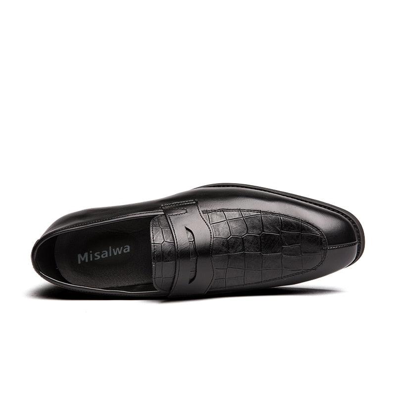 British Italian Men Leather Dress Shoes - Slip-on Purple Green Plus Size 38-48 Gentleman Footwear (MSF3)