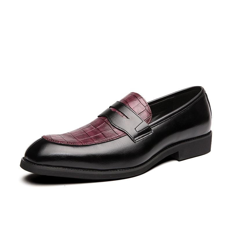 British Italian Men Leather Dress Shoes - Slip-on Purple Green Plus Size 38-48 Gentleman Footwear (MSF3)