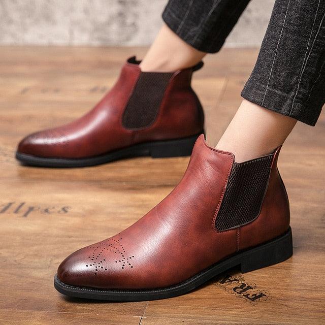 British Chelsea Boots for Men - England PU Oxford Formal Boots (D13)(MSB1)(MSF6)