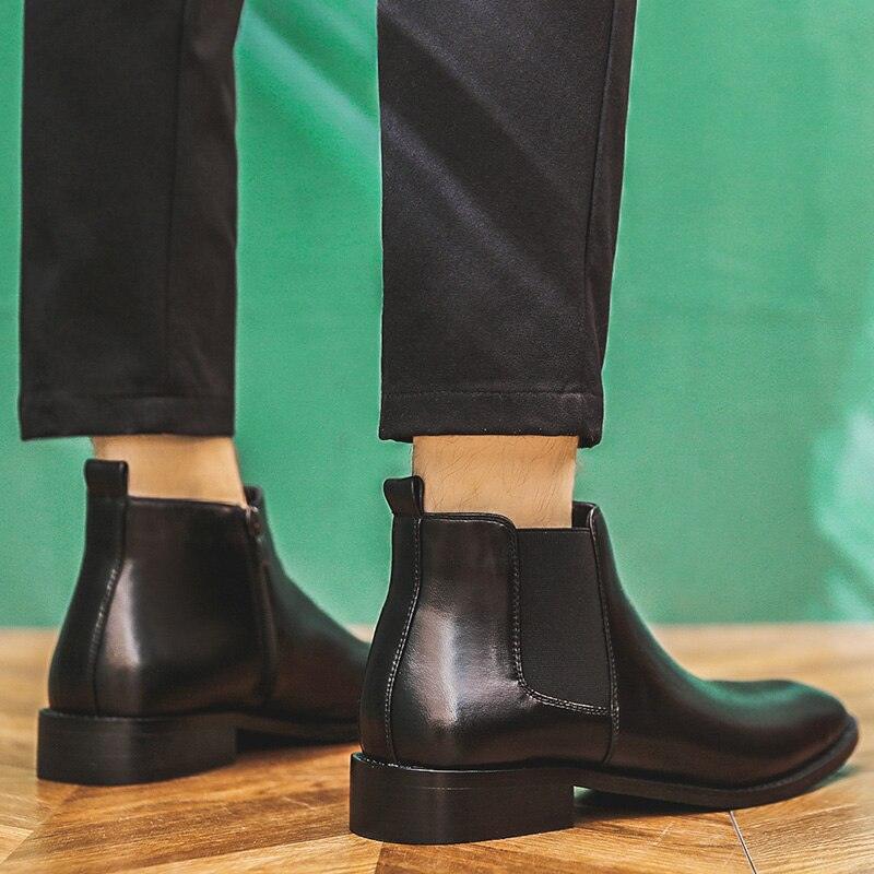 British Style Men's Formal Chelsea Boots - Zipper Modern Leather Dress Boots (MSB1)(MSF6)(MSB5)