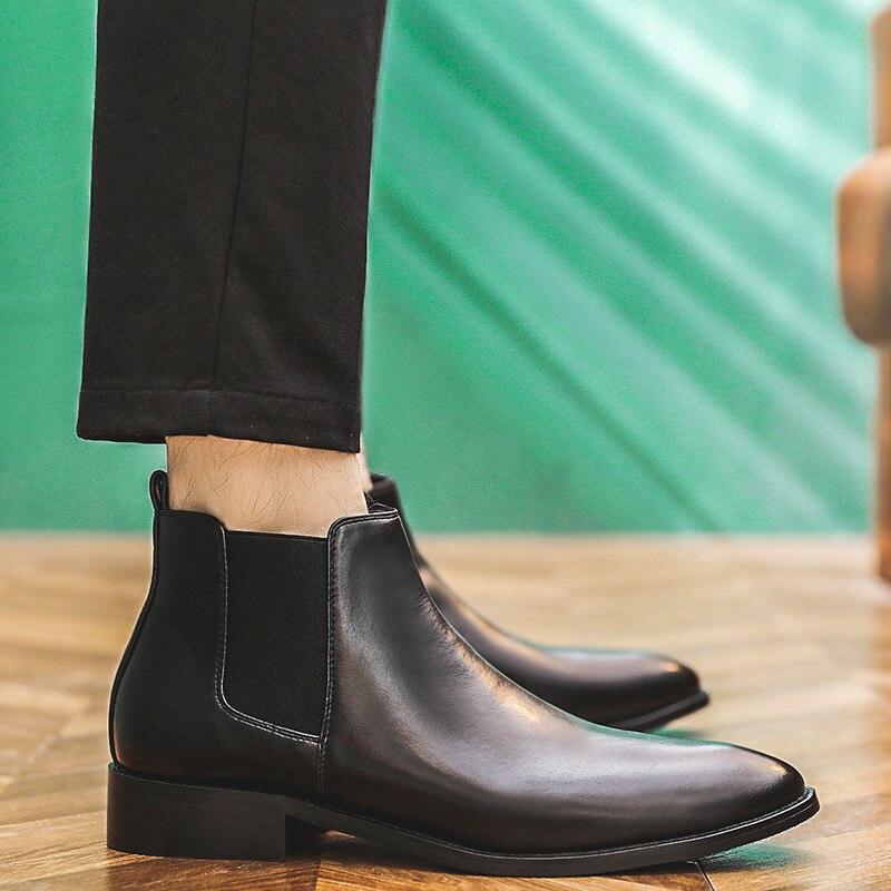 British Style Men's Formal Chelsea Boots - Zipper Modern Leather Dress Boots (MSB1)(MSF6)(MSB5)