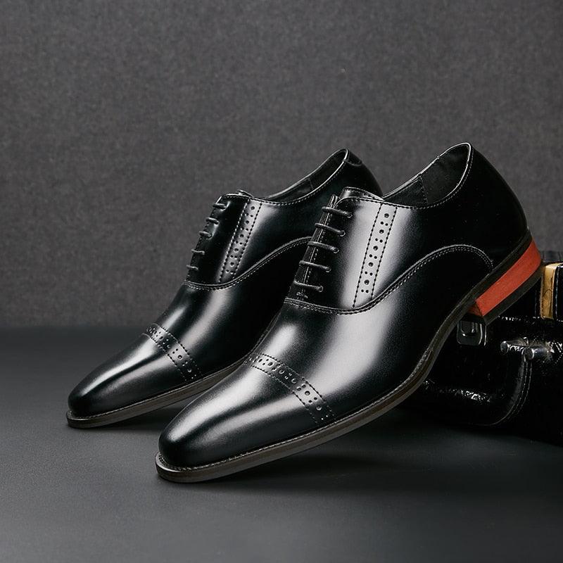 Carved Leather Business Shoes - Men's Formal Three Joint Gentleman's Suit Shoes - Luxury Pointy (MSF1)(MSF4)(F14)