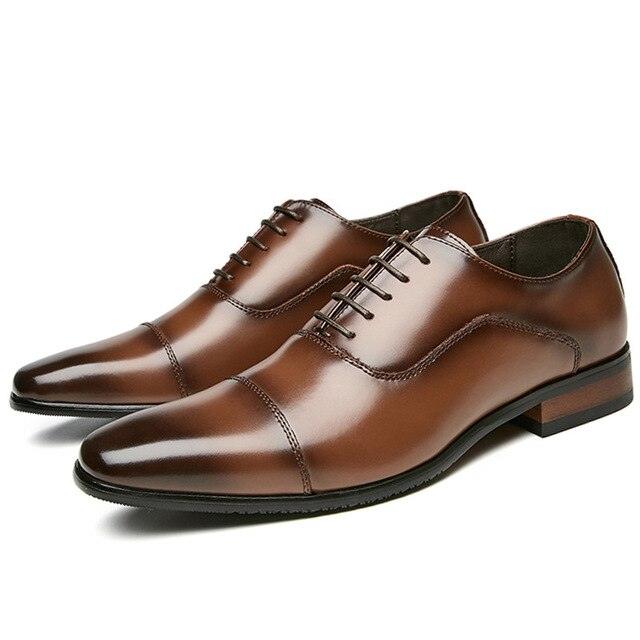 Genuine Leather Men's Shoes - Oxford Elegant Office Dress Shoes (MSF1)(F14)