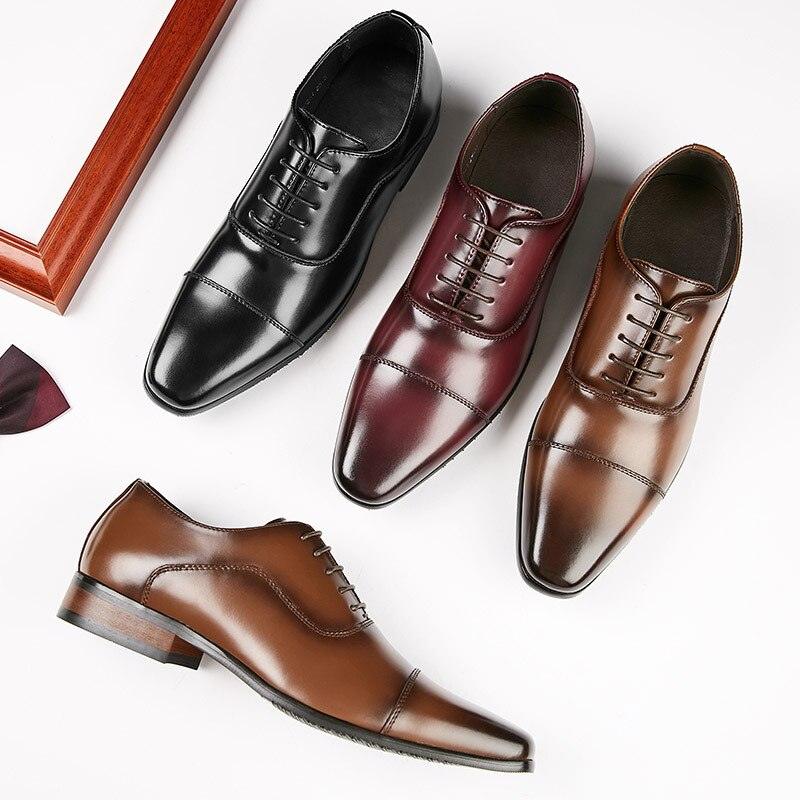 Genuine Leather Men's Shoes - Oxford Elegant Office Dress Shoes (MSF1)(F14)