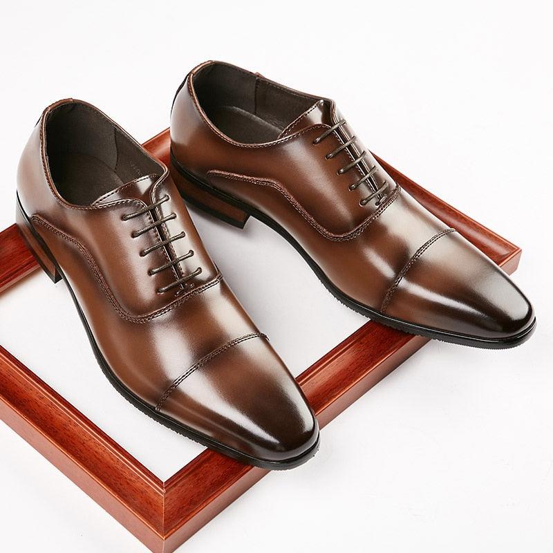 Genuine Leather Men's Shoes - Oxford Elegant Office Dress Shoes (MSF1)(F14)