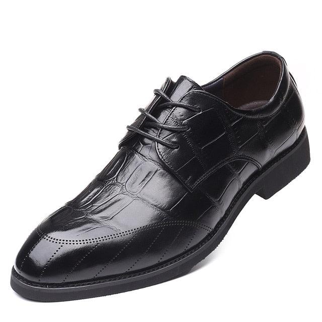 Genuine Leather Men Suit Derby Shoes - Crocodile Pattern Business Shoes (D14)(MSF2)