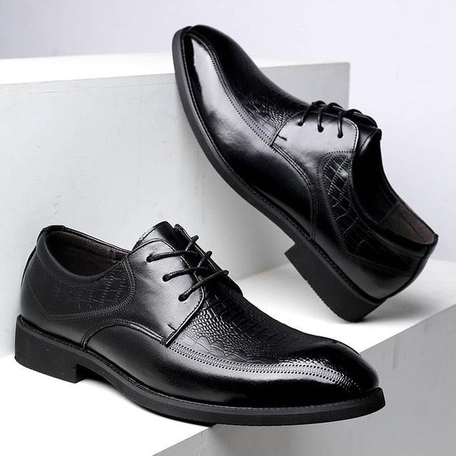 Genuine Leather Men Suit Derby Shoes - Crocodile Pattern Business Shoes (D14)(MSF2)