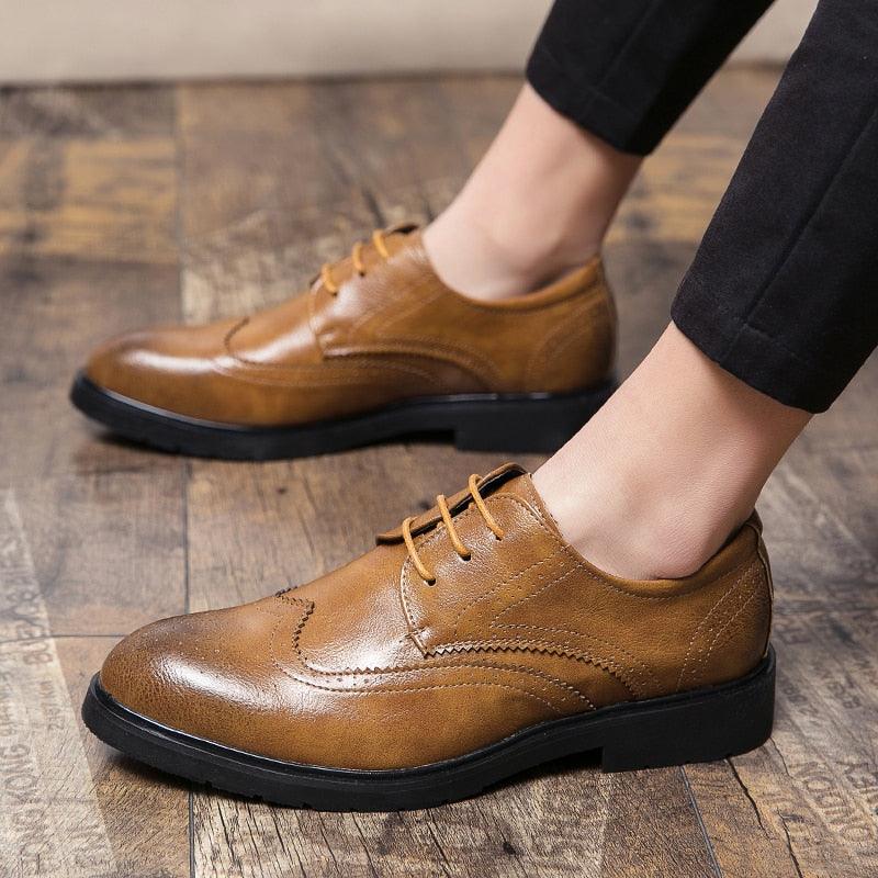 Elegant Men's Formal Leather Shoes - Retro Brown British Fashion Oxfor Deals DejaVu Elegant Men's Formal Leather Shoes - Retro Brown British Fashion Oxfor Deals DejaVu