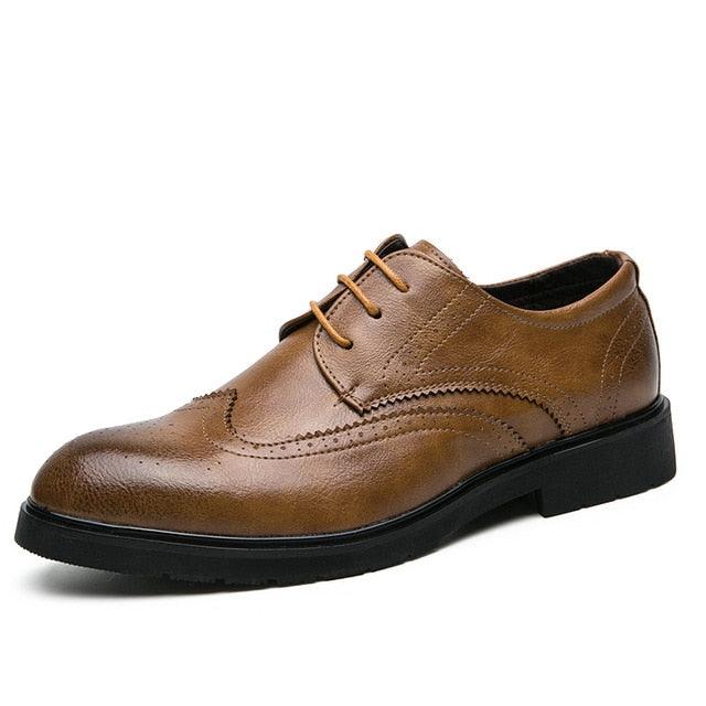 Elegant Men's Formal Leather Shoes - Retro Brown British Fashion Oxford Dress Shoes (MSF1)(MSF4)(F14)