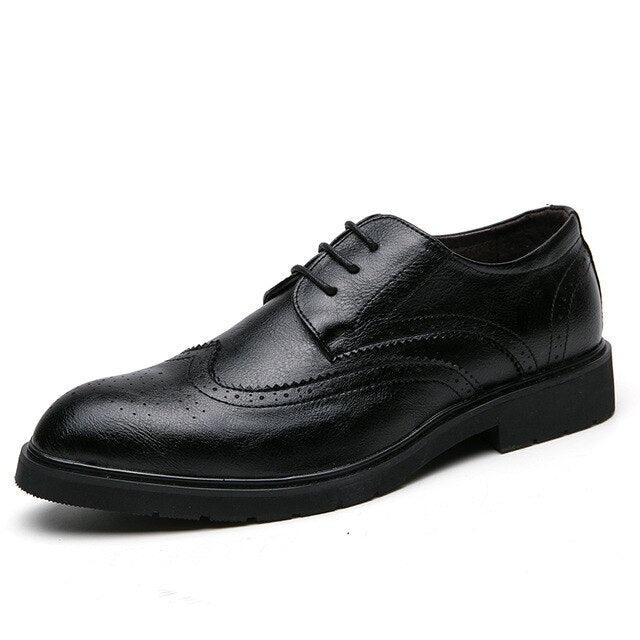 Elegant Men's Formal Leather Shoes - Retro Brown British Fashion Oxford Dress Shoes (MSF1)(MSF4)(F14)