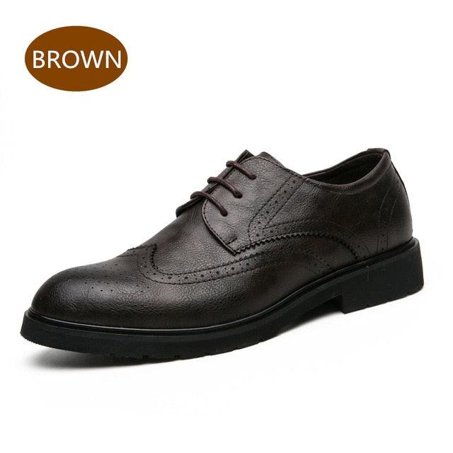 Elegant Men's Formal Leather Shoes - Retro Brown British Fashion Oxford Dress Shoes (MSF1)(MSF4)(F14)