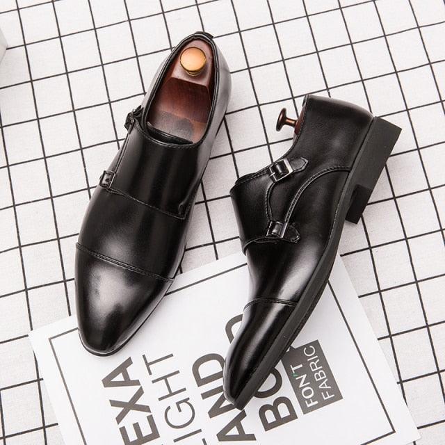 Great Italian Monk-Strap Shoes - Men Leather Pointed Toe Fashion Dress Shoes (D14)(MSF5)(MSC1)