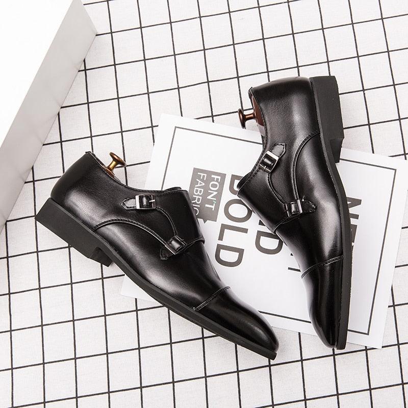Great Italian Monk-Strap Shoes - Men Leather Pointed Toe Fashion Dress Shoes (D14)(MSF5)(MSC1)