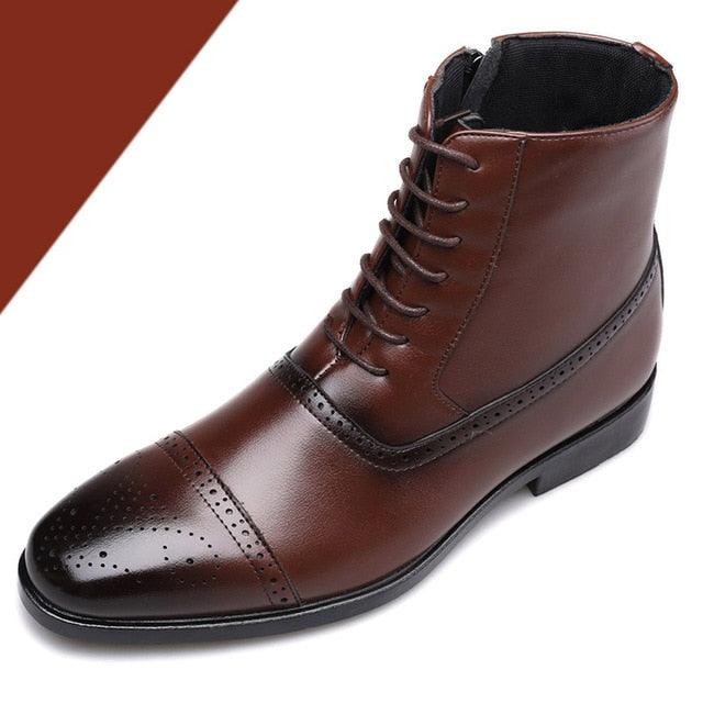 Men's Handcrafted Leather Brogue Boots - Ankle Oxford Boots (D13)(MSB2)(MSF6)(MSB3)(MSB5)
