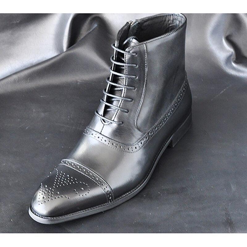 Men's Handcrafted Leather Brogue Boots - Ankle Oxford Boots (D13)(MSB2)(MSF6)(MSB3)(MSB5)