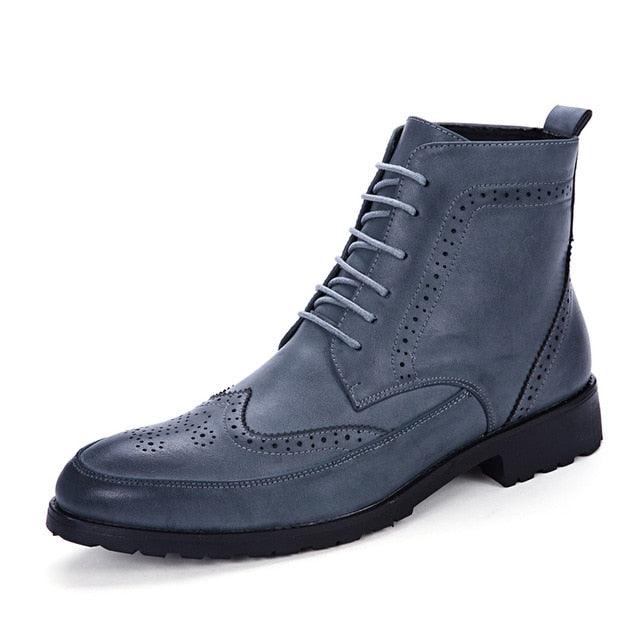 New Men PU Leather Ankle Oxford Boots - British Style Derby Shoes (MSB2)(MSF6)(MSB3)(F13)