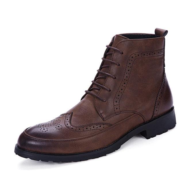 New Men PU Leather Ankle Oxford Boots - British Style Derby Shoes (MSB2)(MSF6)(MSB3)(F13)