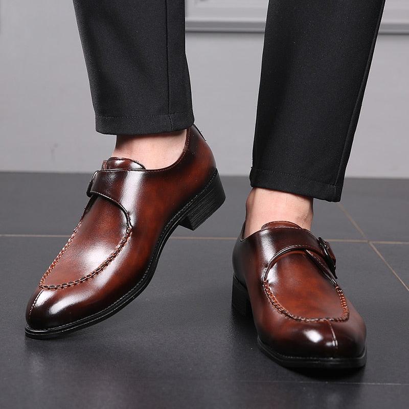 PU Leather Men's Dress Shoes - Elegant Buckle Strap Italian Men's Shoes (MSF5)(F14)
