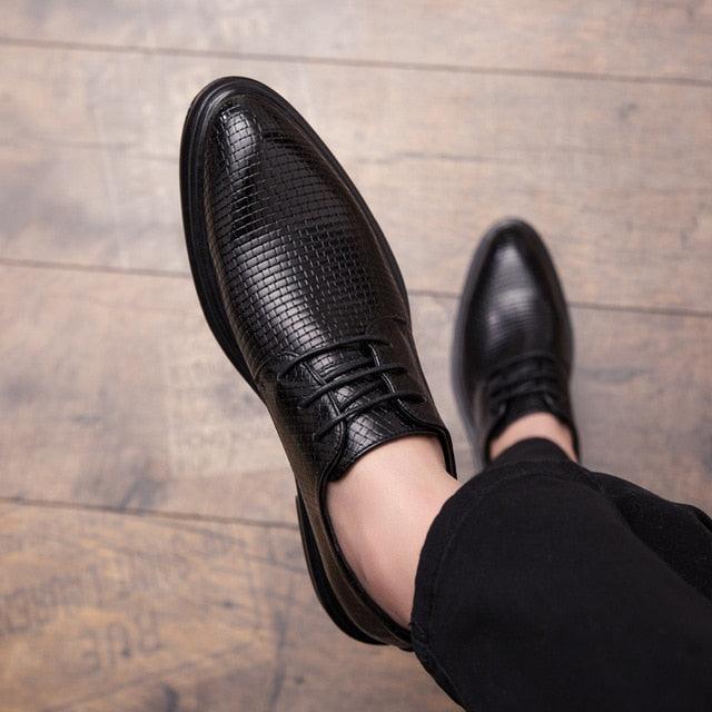 British Casual Men's Oxford Dress Shoe - Thick Sole Brogue Wedding Barber Shoes (MSF2)(MSF1)(MSF4)