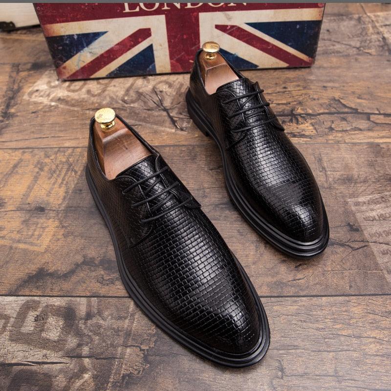British Casual Men's Oxford Dress Shoe - Thick Sole Brogue Wedding Barber Shoes (MSF2)(MSF1)(MSF4)