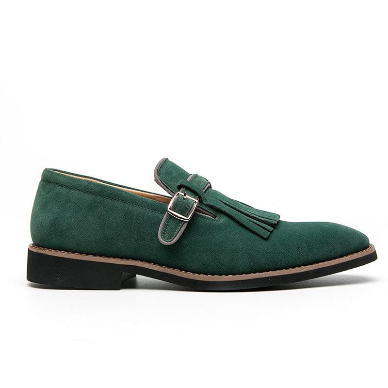 Great Buckle Strap Men Formal Shoes - Suede Slip On Flats Luxury Party Shoes (MSF3)(MSC1)