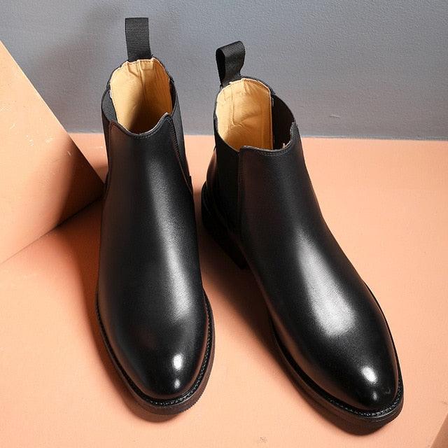 Winter Elegant Chelsea Boots - Leather Men Couple Shoes - Slip-on Dress Formal Boots (MSB1)(MSF6)(F13)