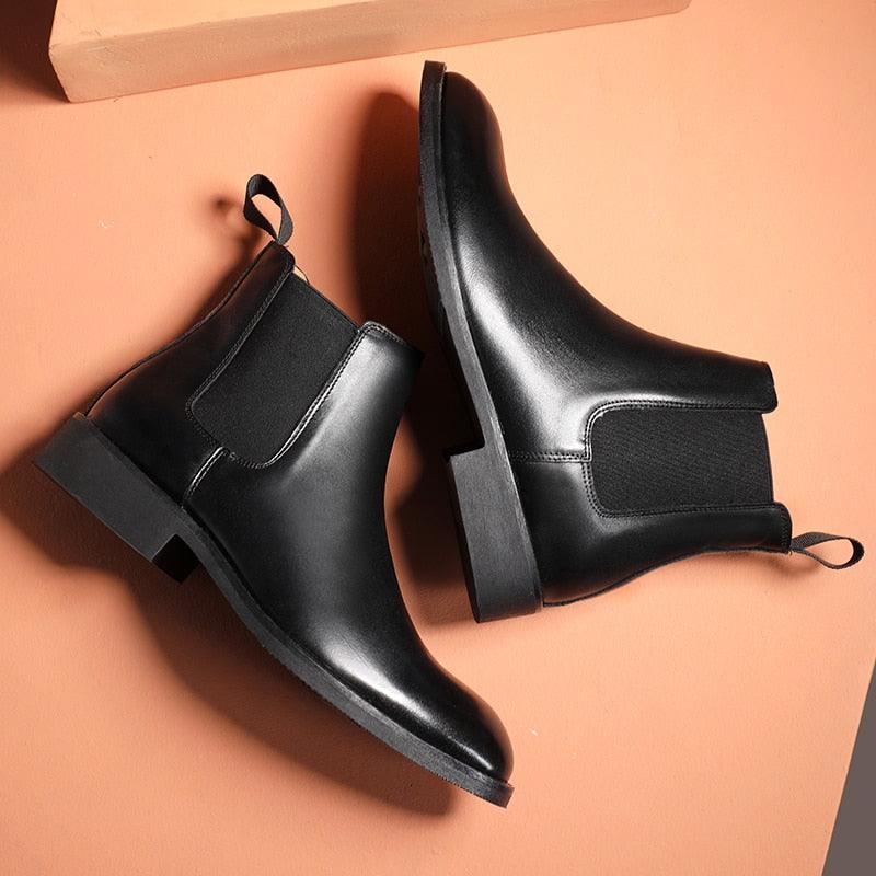 Winter Elegant Chelsea Boots - Leather Men Couple Shoes - Slip-on Dress Formal Boots (MSB1)(MSF6)(F13)