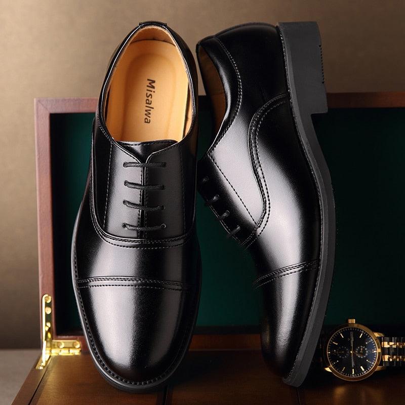 Triple Joint Classic Officer Men Dress Shoes - Leather Elegant Suit Business Formal Oxfords Shoes (MSF1)(F14)