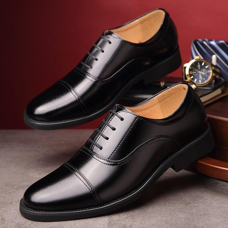 Triple Joint Classic Officer Men Dress Shoes - Leather Elegant Suit Business Formal Oxfords Shoes (MSF1)(F14)