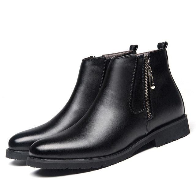Winter Boots - Chelsea Pointed Toe Zip Business Solid Vintage Short Boots (MSB1)(MSF6)(MSB5)(MSC1)