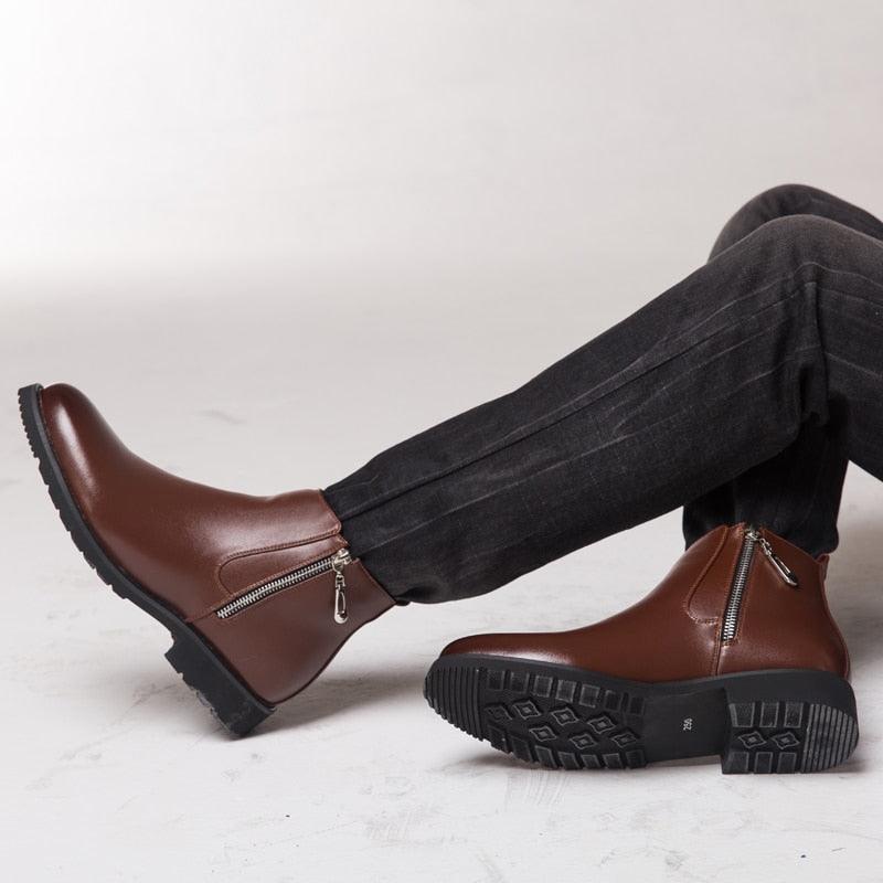 Winter Boots - Chelsea Pointed Toe Zip Business Solid Vintage Short Boots (MSB1)(MSF6)(MSB5)(MSC1)