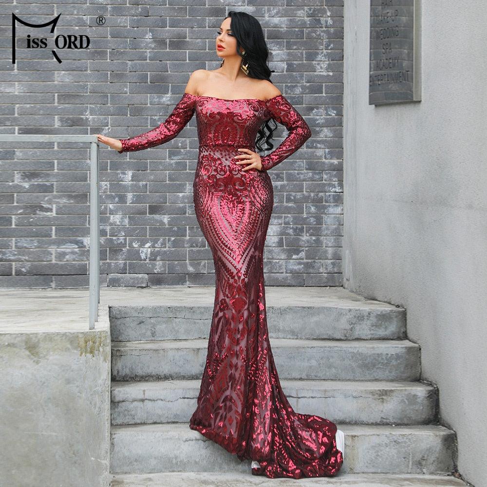 Gorgeous Long Sleeve Strapless Backless Dresses - Elegant Evening Reflective party Dress (D18)(WSO4)(WSO3)(BCD1)