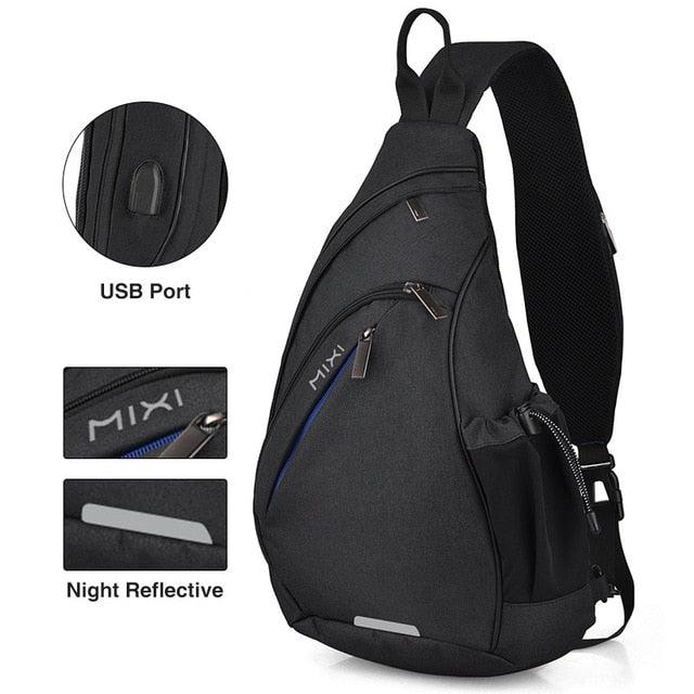 Mixi One Shoulder Backpack - Great Sling Bag USB Cycling Sports Travel Fashion Bag (1U78)