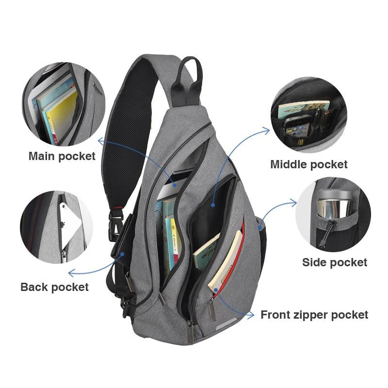 Mixi One Shoulder Backpack - Great Sling Bag USB Cycling Sports Travel Fashion Bag (1U78)