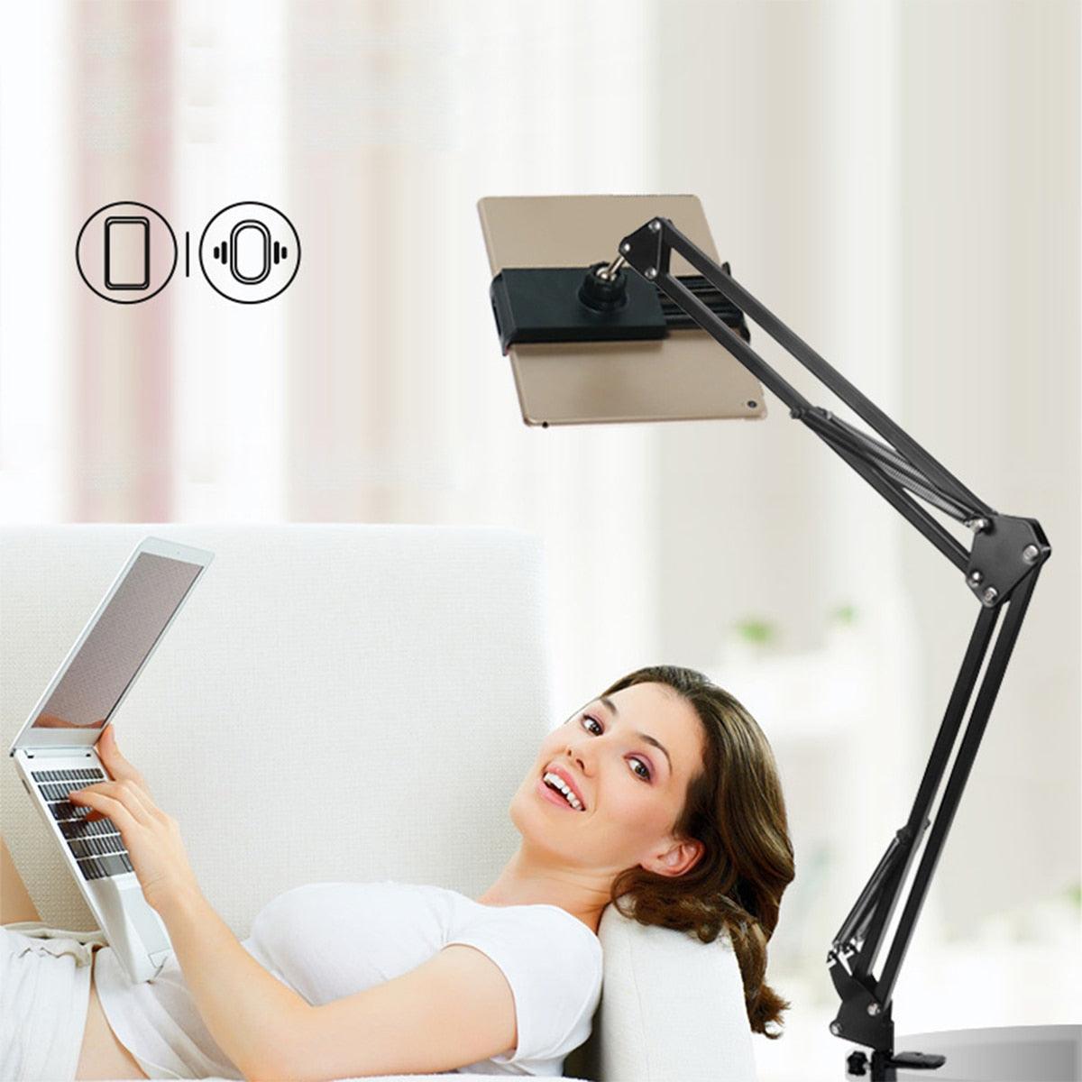 Mobile Lazy Bracket Cellphone Tablet Mount Holder Stand Adjustable Long Arms For IPhone 12-18cm Wide Mobile Phone Tablets Stand (TLC2)(1U47)(RS)(1U50)
