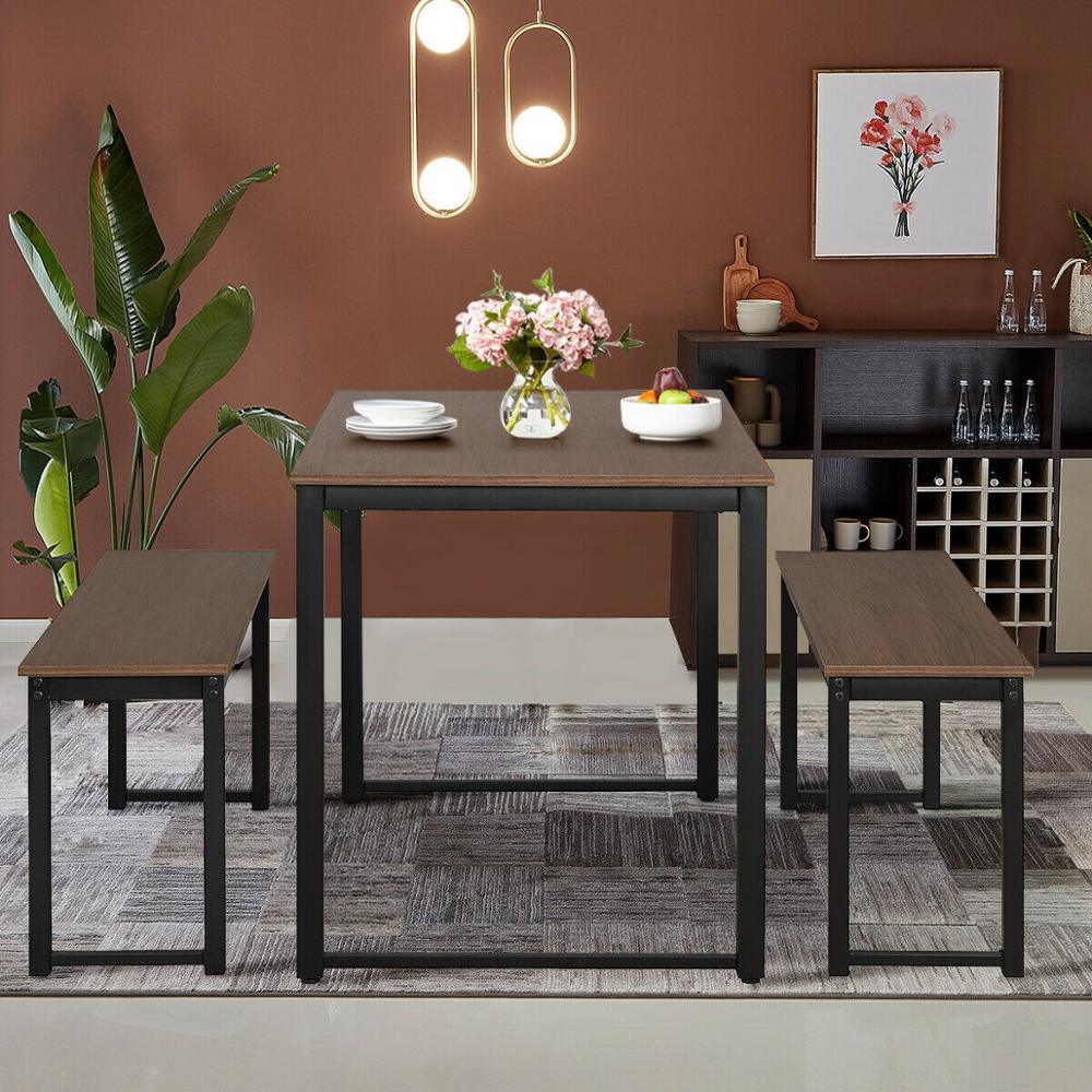 Modern 3 Piece Dining Set Studio Collection Soho Dining Table with Two Benches (D67)(FW1)(FW7)(1U67)