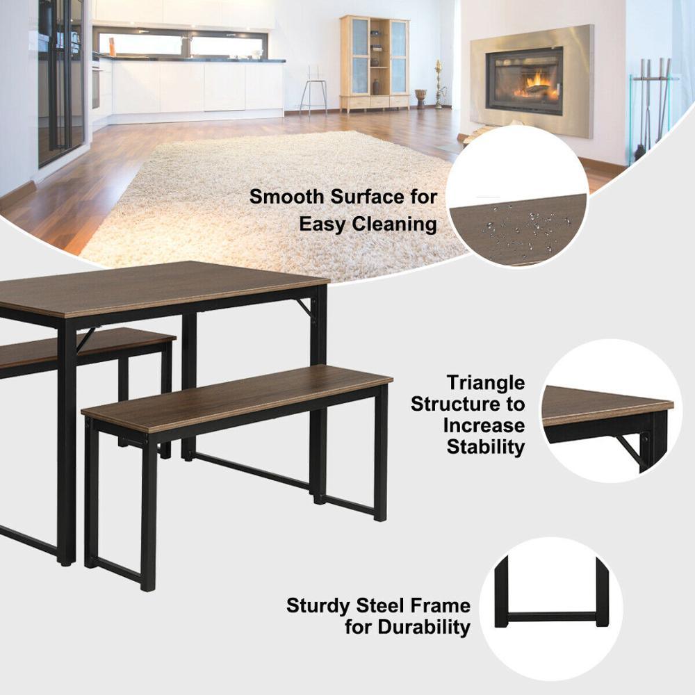 Modern 3 Piece Dining Set Studio Collection Soho Dining Table with Two Benches (D67)(FW1)(FW7)(1U67)