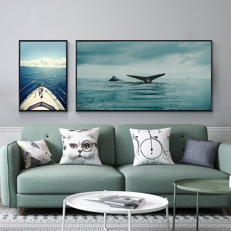 Modern Landscape Wall Art Canvas Painting Picture Nordic Minimalist Print Sea (D62)(AD1)(1BM)
