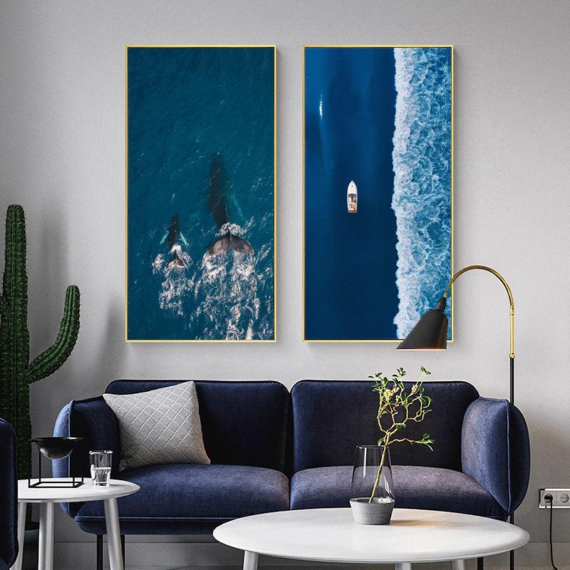 Modern Landscape Wall Art Canvas Painting Picture Nordic Minimalist Print Sea (D62)(AD1)(1BM)