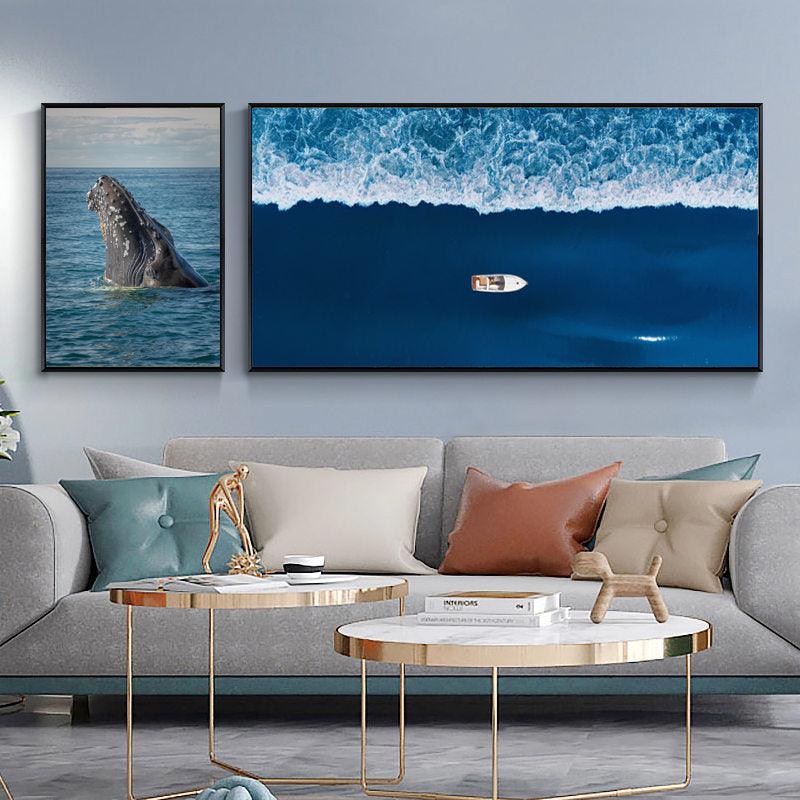 Modern Landscape Wall Art Canvas Painting Picture Nordic Minimalist Print Sea (D62)(AD1)(1BM)