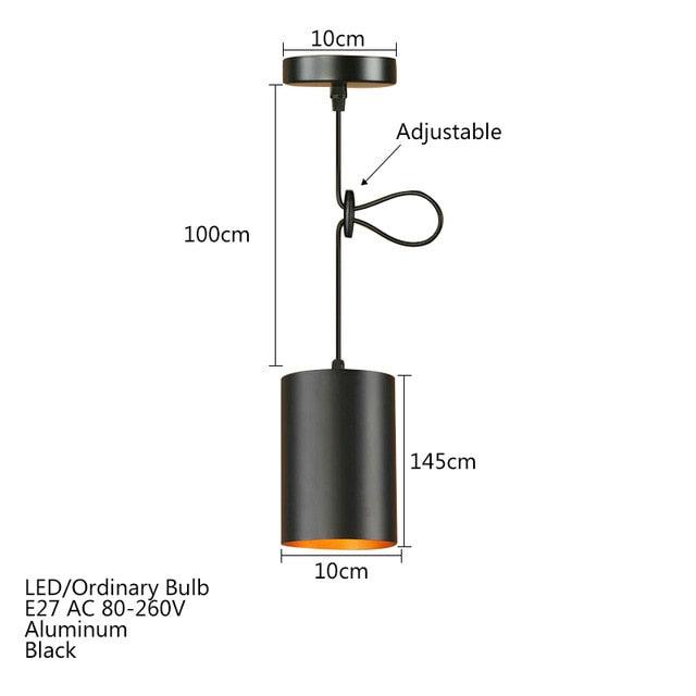 Modern black aluminum pendant light LED E27 Nordic industrial hanging lamp (LL1)(LL3)