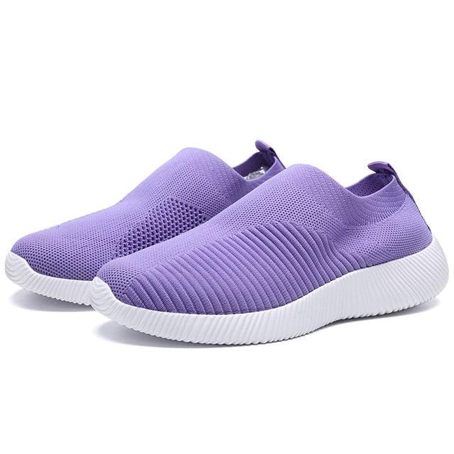 Nice Women Sneakers - Summer Slip On Flat Shoes - Plus Size Loafers Walking Flat (D41)(BWS7)