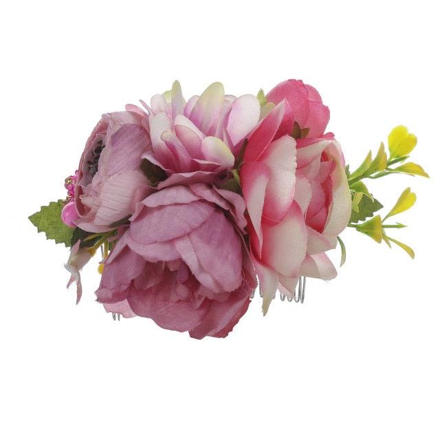 Great Boho Bridal Hair Combs - Rustic Wedding Floral - Women Flower Hairpins Brides Hair Accessories (8WH1)1