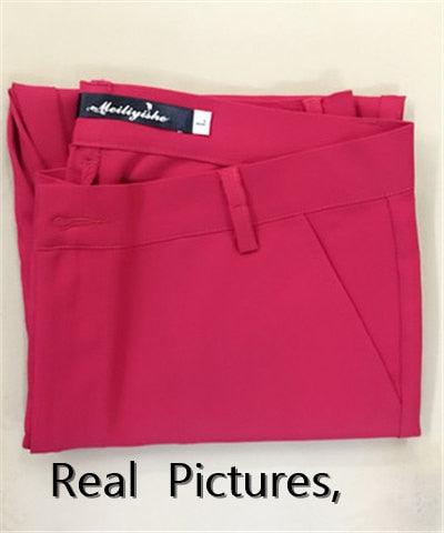 Plus Size Women's Pencil Pants - Women Spring Office Work Suit Pants - High Waist Breathable Cotton Trousers (BP)