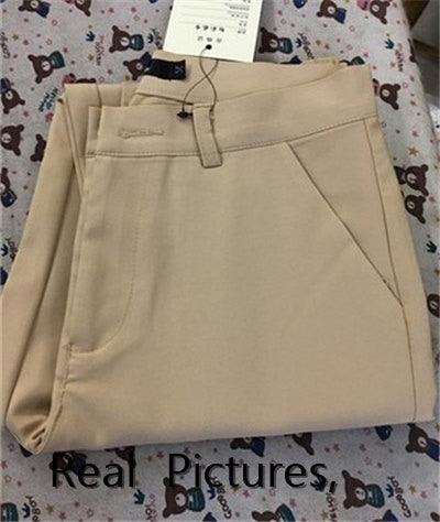 Plus Size Women's Pencil Pants - Women Spring Office Work Suit Pants - High Waist Breathable Cotton Trousers (BP)