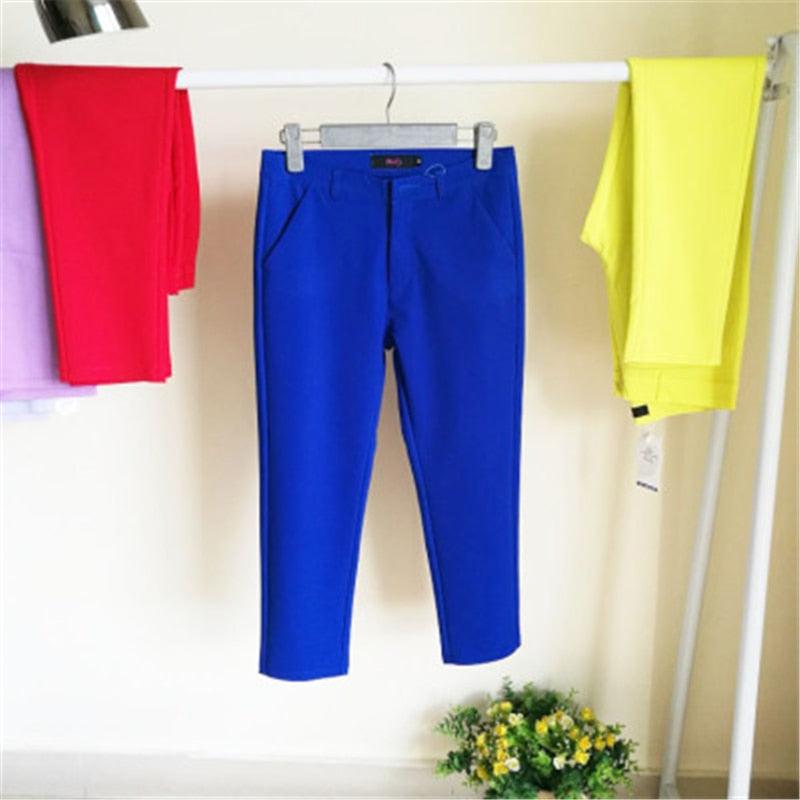 Plus Size Women's Pencil Pants - Women Spring Office Work Suit Pants - High Waist Breathable Cotton Trousers (BP)