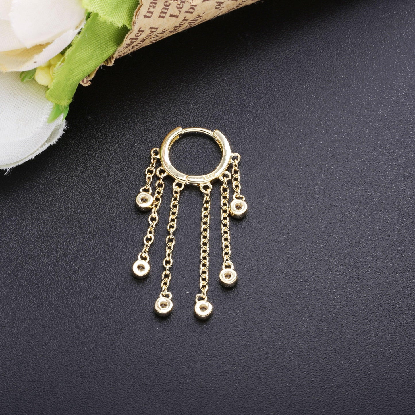 100% 925 Sterling Silver Zircon - Long Tassel Drop Earring - Women Accessories Earring Jewelry (2JW2)(F81)