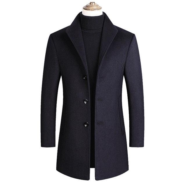 Trending Men Wool Blends Coats - Autumn Winter New Solid Color High Quality Men's Wool Jacket Luxurious Brand (TM3)(TM4)(CC1)(2U100)(TG2)
