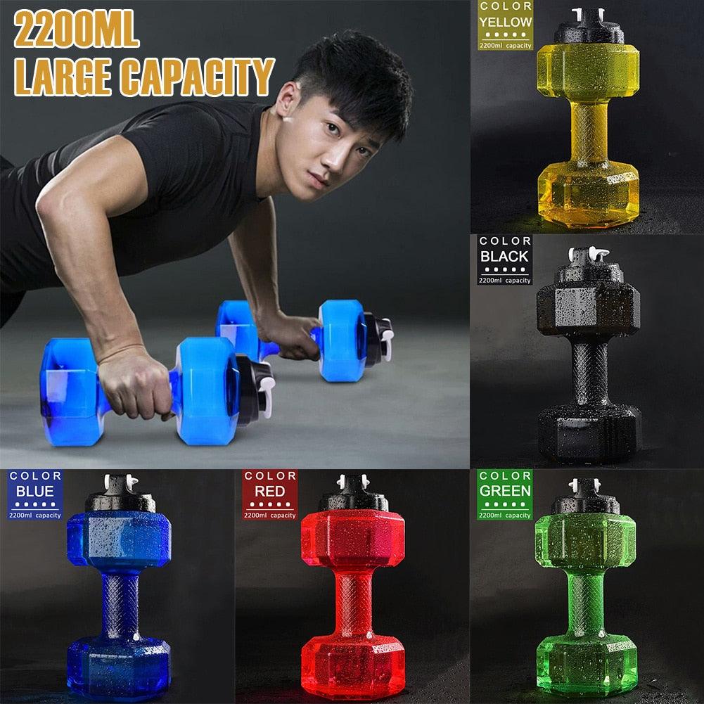 Best At-Home Workouts 2.2L Dumbbell Cold Water Bottle BPA Free Portable Creative New Year Gift GYM Sports Shaker Fitness Eco Friendly (FHB)(1AK1)
